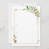 Invitation Holly Feuilles Berry Frame Noël | Mariage (Dos)