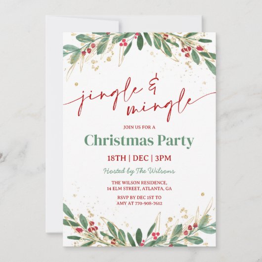 Invitation Holly Jingle and Mingle Christmas Party (Devant)