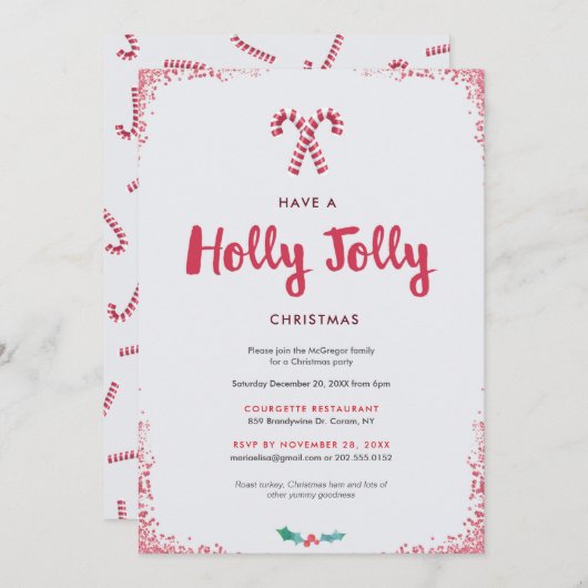 Invitation Holly Jolly (Devant / Derrière)