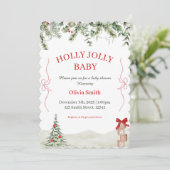 Invitation Holly Jolly Christmas Baby Shower Invite (Debout devant)