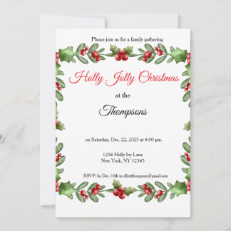 Invitation Holly Jolly Family Christmas Party