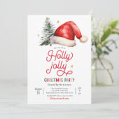 Invitation Holly Jolly Fête de Noël Famille (Debout devant)