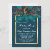 Invitation Holly Pine Cone Bouquet Gold Entreprise (Devant)