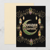 Invitation Holly Ramadan noir et or (Devant / Derrière)