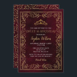 Invitation Holly Red Gold Princess Tiara Sweet 16 Anniversair<br><div class="desc">Élégant Vintage Noël Holly Mistletoe Rouge Or Princesse Tiara Sweet 16 Anniversaire Invitation</div>