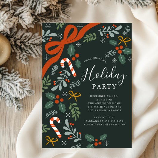 Invitation Holly Ribbon Bow