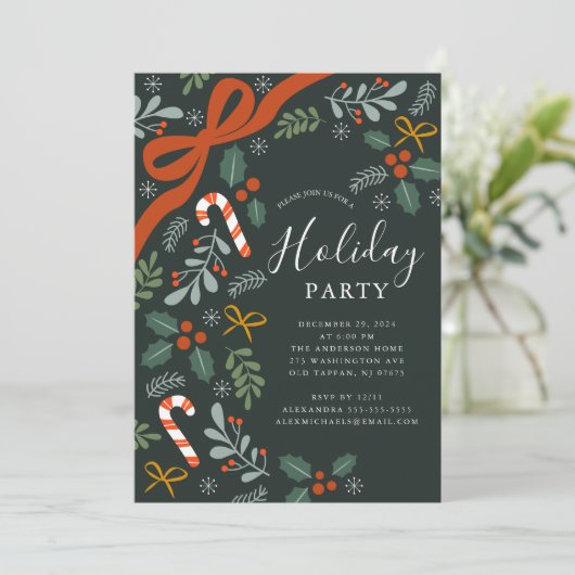 Invitation Holly Ribbon Bow (Debout devant)