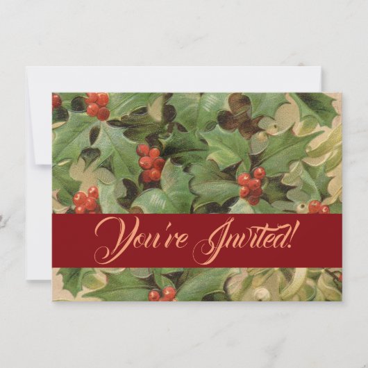 Invitation Holly Tree Noël Vintage (Devant)