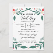 Invitation Holly Wreath Holiday Dinner Party Foliage Greenery (Devant)