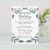 Invitation Holly Wreath Holiday Dinner Party Foliage Greenery (Debout devant)