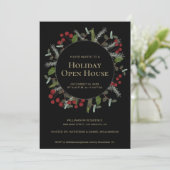 Invitation Holly Wreath Holiday Open House Christmas Party (Debout devant)