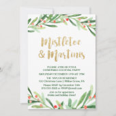 Invitation Holly Wreath Mistletoe & Martinis Cocktail Party (Devant)