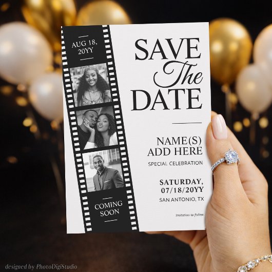 Invitation Hollywood Film Strip Save the Date Personalized