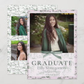 Invitation Hollywood Hills Toile Coquette rose et vert (Devant / Derrière)