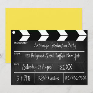Invitation Hollywood Movie Graduation Party Chalkboard Invit