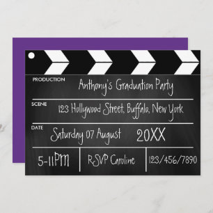 Invitation Hollywood Movie Graduation Party Chalkboard Invit