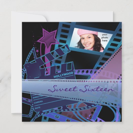Invitation Hollywood Movie Star Sweet 16 fête d'anniversaire (Devant)