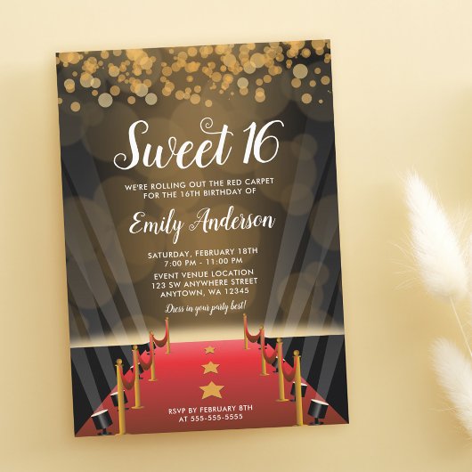 Invitation Hollywood Red Carpet Sweet 16