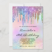 Invitation Holo Glitter Rainbow Drips 18th Birthday (Devant)