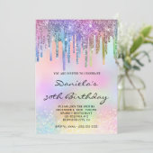 Invitation Holo Glitter Rainbow Drips 30th Birthday (Debout devant)