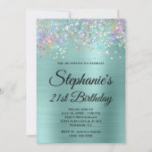 Invitation Holo Parties scintillant Pale Turquoise Foil Fancy (Devant)