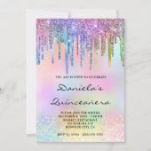 Invitation Holo Parties scintillant Rainbow Drives Quinceañer (Devant)