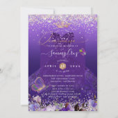 Invitation Hologramme Faux Parties scintillant Robe Violette  (Dos)