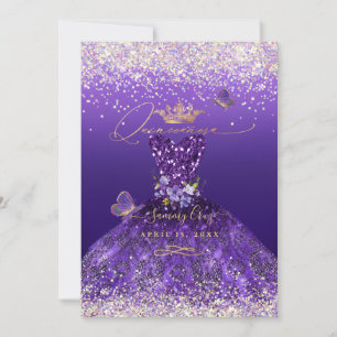 Invitation Hologramme Faux Parties scintillant Robe Violette