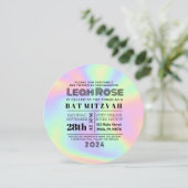 Invitation Hologramme Iridescente Bat mitzvah arc-en-ciel Inv (Debout devant)