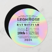 Invitation Hologramme Iridescente Bat mitzvah arc-en-ciel Inv (Devant / Derrière)