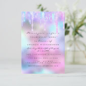 Invitation Hologramme Unicorn Mermaid 16e 15e rose (Debout devant)