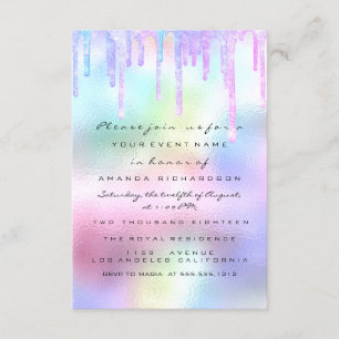 Invitation Hologramme Unicorn Mermaid 16ème 15ème Pastel