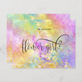 Invitation holograph opal, tu seras ma fille aux fleurs ? (Devant / Derrière)