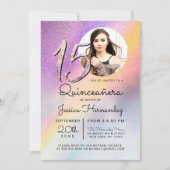 Invitation Holographe arc-en-ciel Parties scintillant Ombre P (Devant)