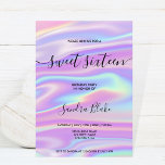 Invitation Holographe moderne Girly tendance Sweet 16 Invitat<br><div class="desc">Obtenez un peu de glamour à votre douce fête d'anniversaire de 16 ans pour votre fille brillante avec cette mignonne invitation girly moderne et tendance avec arrière - plan holographe</div>