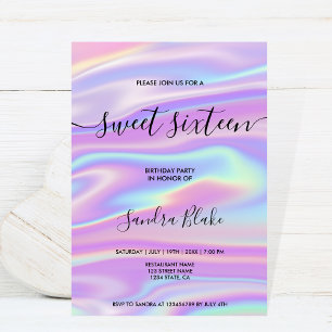 Invitation Holographe moderne Girly tendance Sweet 16 Invitat