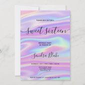 Invitation Holographe moderne Girly tendance Sweet 16 Invitat (Devant)