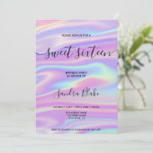 Invitation Holographe moderne Girly tendance Sweet 16 Invitat (Debout devant)