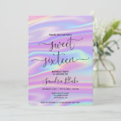 Invitation Holographe moderne Girly tendance Sweet 16 Invitat (Debout devant)