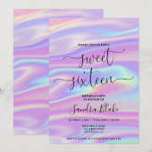 Invitation Holographe moderne Girly tendance Sweet 16 Invitat (Devant / Derrière)