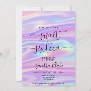 Invitation Holographe moderne Girly tendance Sweet 16 Invitat