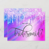 Invitation holographe parties scintillant gouttes tu seras ma (Devant / Derrière)