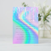 Invitation Holographe Unicorne pour filles baby shower (Debout devant)