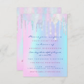 Invitation Holographes Unicorn Party Sweet 15e Sirène (Devant / Derrière)