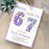Invitation Holographic Six Seven Meme Funny 67 Kids Birthday