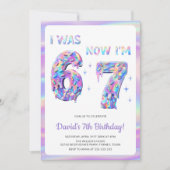 Invitation Holographic Six Seven Meme Funny 67 Kids Birthday (Devant)