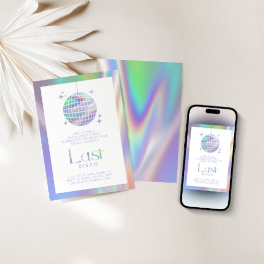 Invitation Holographic Space Dernière disco Bachelorette Part