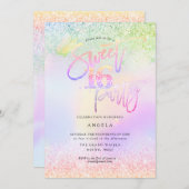 Invitation Holographic Sweet 16 Parties scintillant Diamond r (Devant / Derrière)