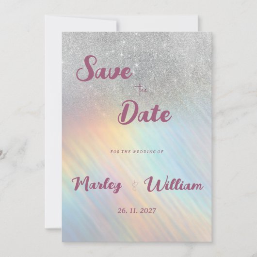 Invitation Holographie arc-en-ciel de parties scintillant d'a (Devant)