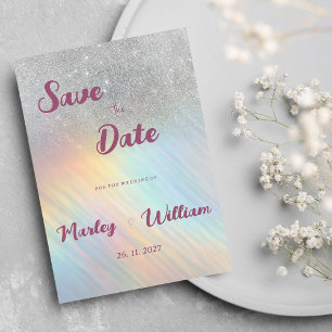 Invitation Holographie arc-en-ciel de parties scintillant d'a